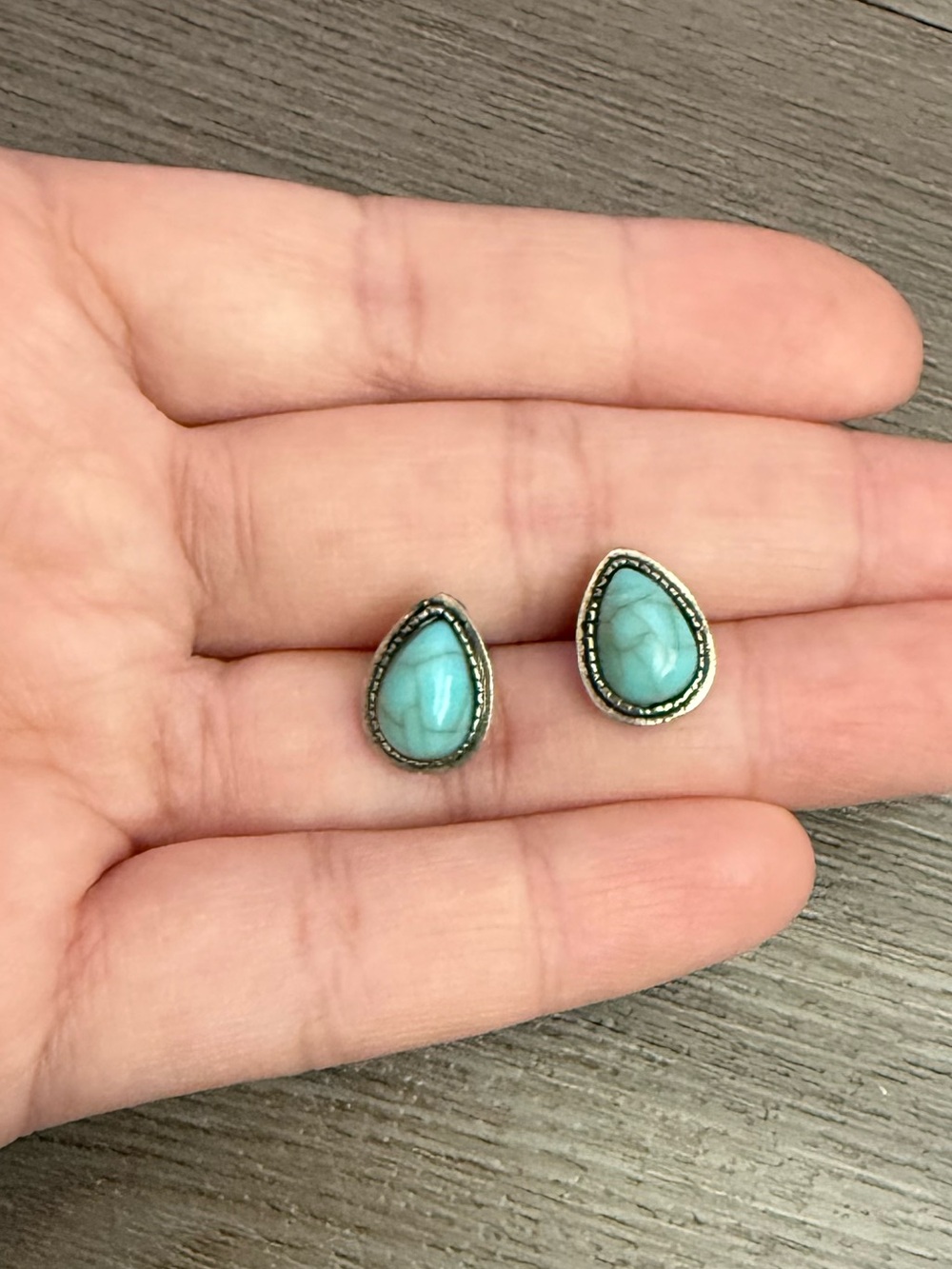 Turquoise teardrop stud earrings